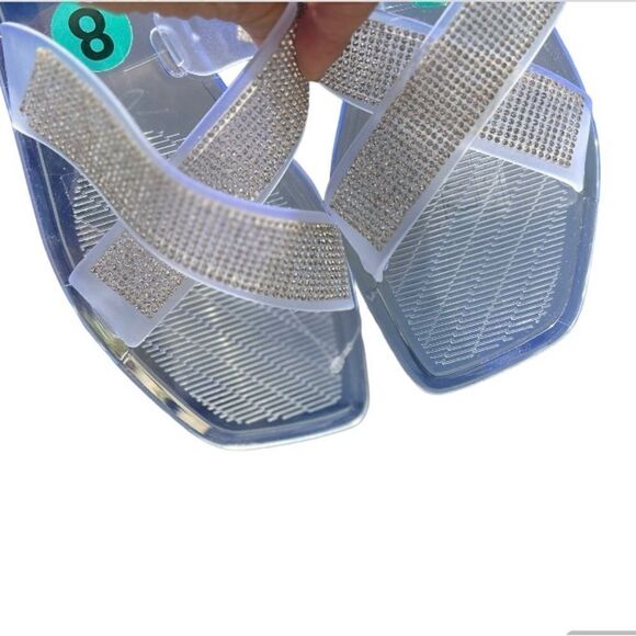 Nicole Miller Transparent Clear Rhinestone Sandals 8 New - Picture 3 of 5